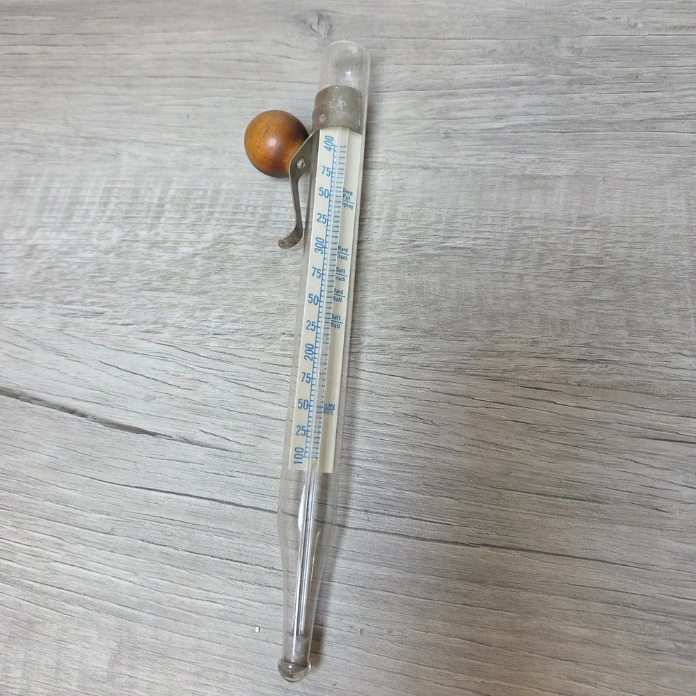 Vintage Maid of Honor Candy Icing Deep Fat Thermometer USA Wood Knob untested
